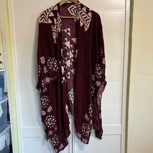 J for Justify Burgundy Geometric Cape